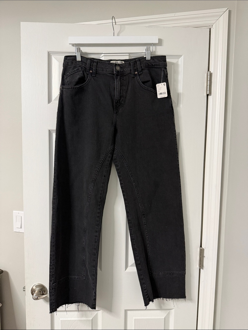 NWT Free People We The Free Risk Taker Mid-Rise Jeans washed Black (Main Squeeze